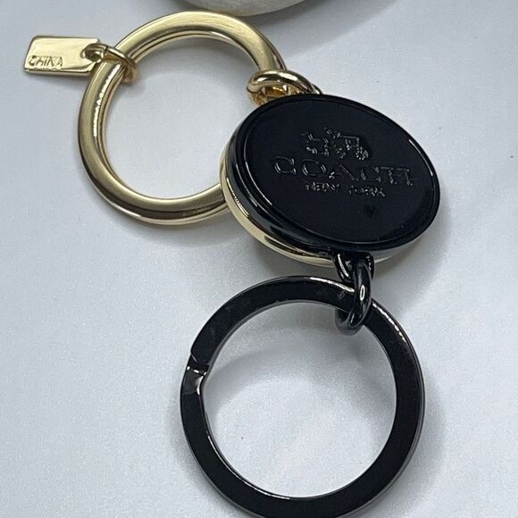 COACH Gold Black dual Fob Twist Loc PurseCharm/Key Fob NWOT - Picture 9 of 16